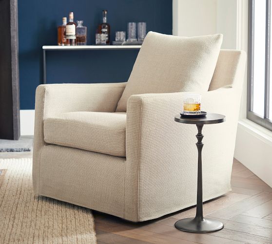 Ayden Square Arm Slipcovered Swivel Glider | Pottery Barn