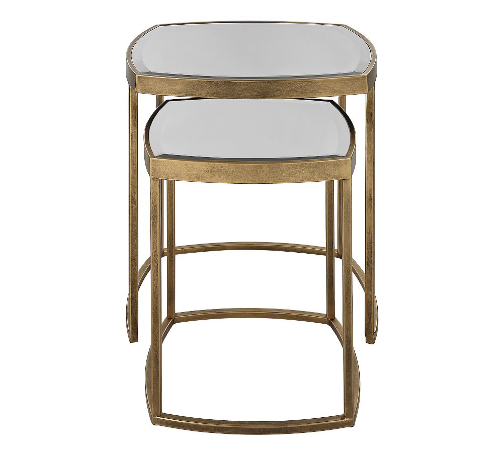 Antique Gold Mirrored Glass Nesting Tables