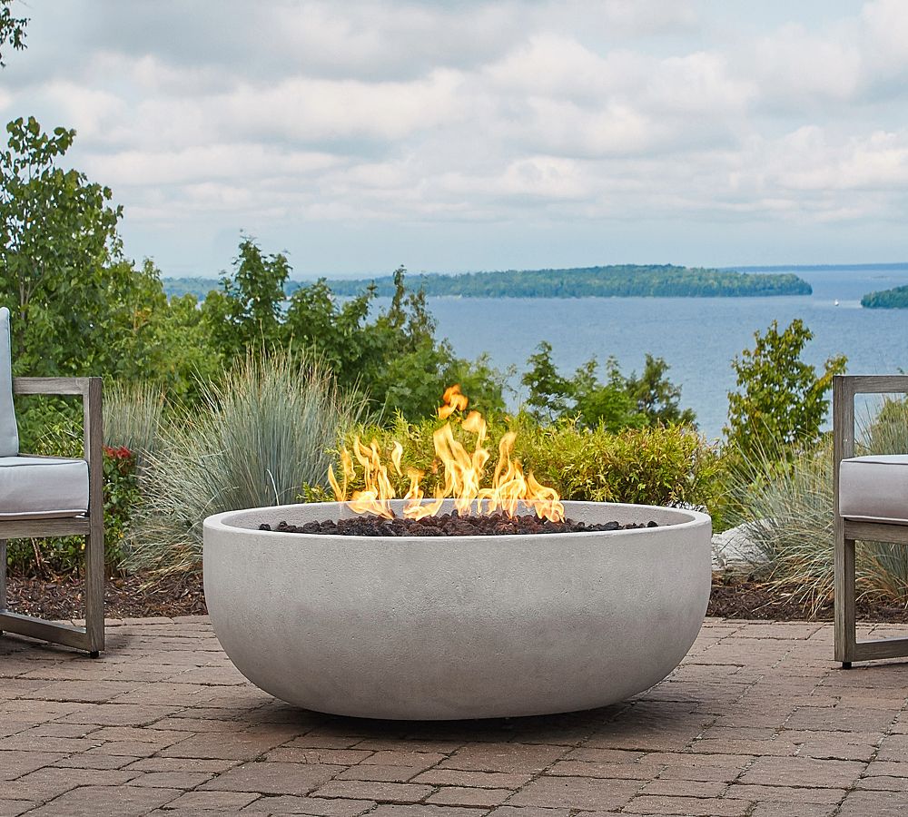 Buckett 38&quot; Round Concrete Natural Gas Fire Pit Table