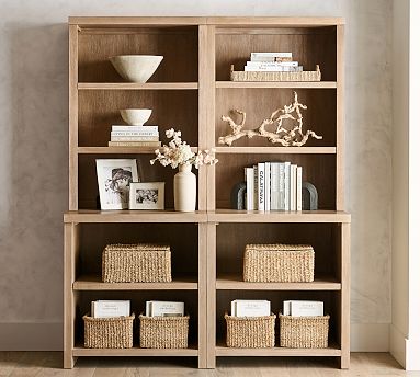 Modern Farmhouse Shelf with Open Cabinets (68