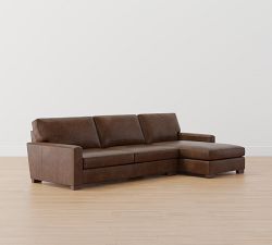 Turner Square Arm Leather Chaise Sectional (105&quot;&ndash;129&quot;)