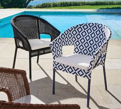 Palmetto Wicker Stackable Outdoor Dining Armchair, Geo Print