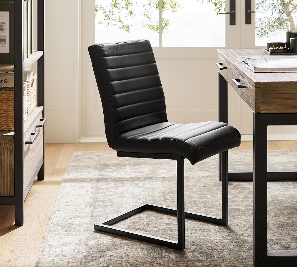 Sabina Armless Leather Desk Chair | Pottery Barn