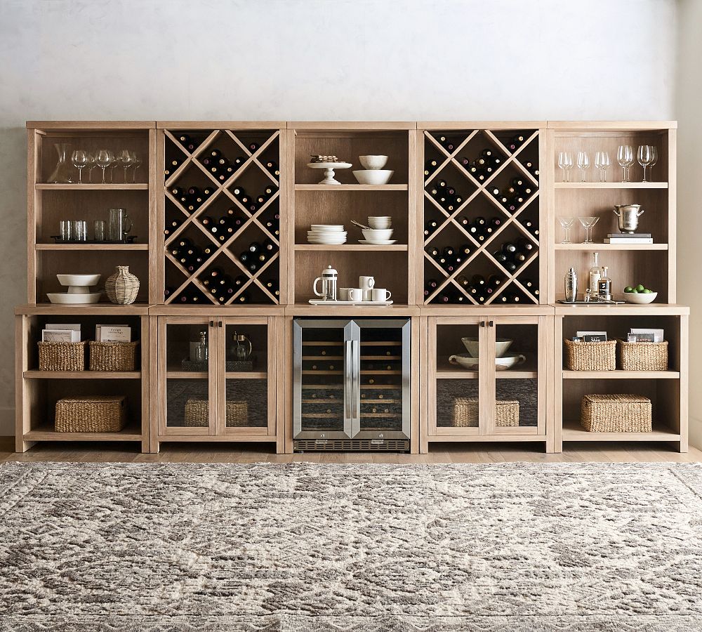 Modern Farmhouse 170&quot; Grand Wine Storage with Display Cabinets