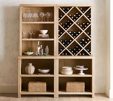 Modern Farmhouse 68 Wine Storage with Open Cabinets Pottery Barn