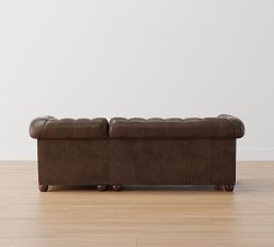 Chesterfield Roll Arm Leather Chaise Sectional (90&quot;)