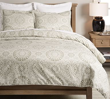 Riley Medallion Organic Percale Duvet Cover& Shams | Pottery Barn