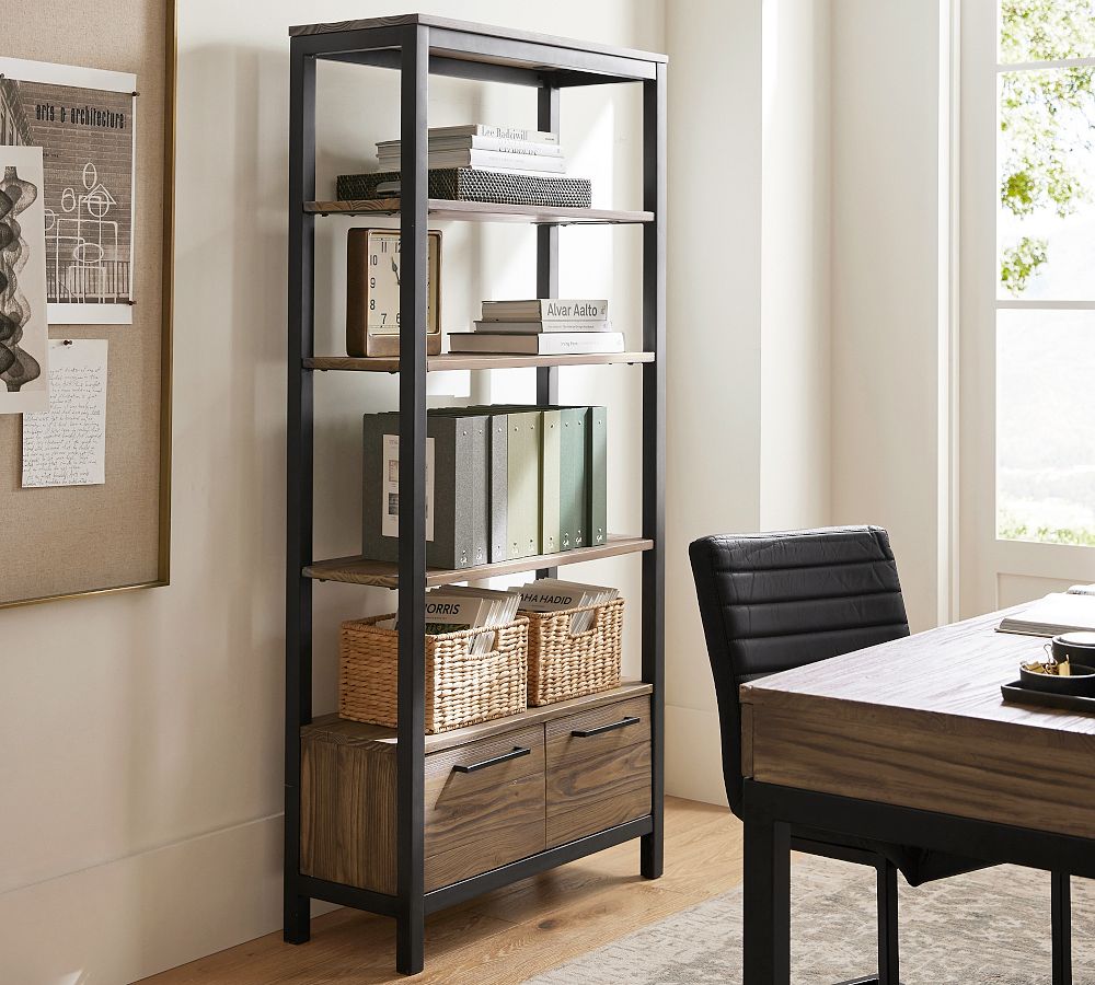 Thorndale Reclaimed Wood Open Bookcase with Drawers (34&quot;)