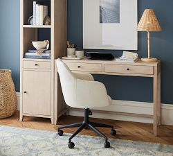 Asher Upholstered Swivel Desk Chair | Pottery Barn