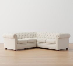 Chesterfield Roll Arm 3-Piece L-Shaped Sectional (97&quot;)