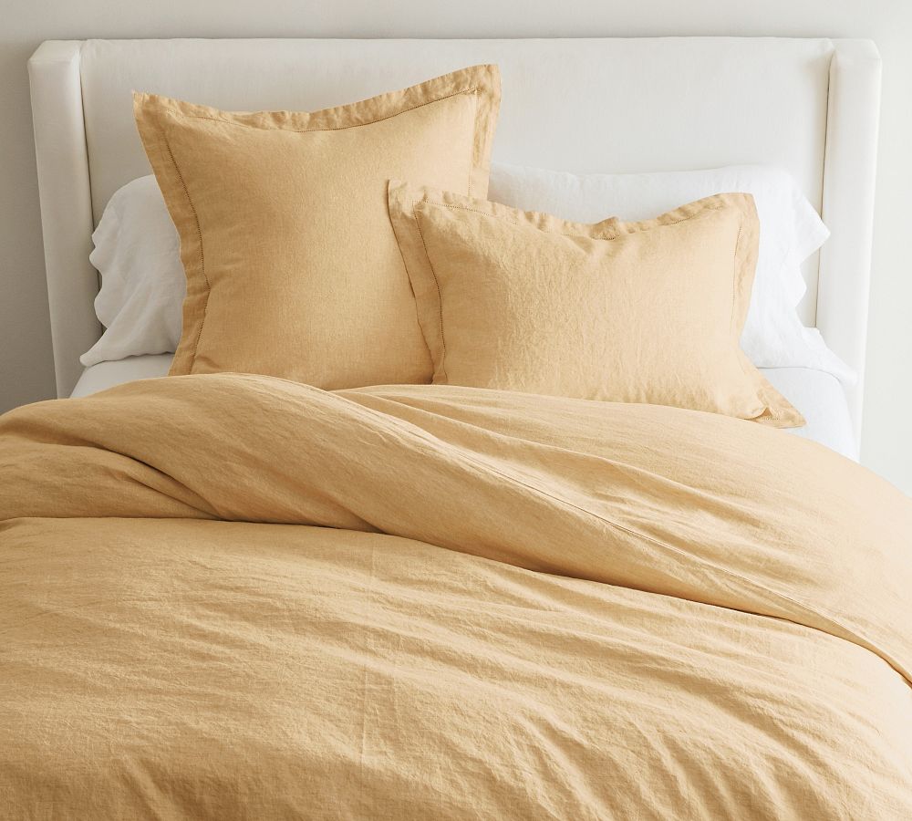 Linen Duvet Cover & Shams: in Harvest Gold, King