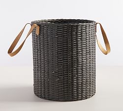 Austin Woven Tote Basket - Distressed Black