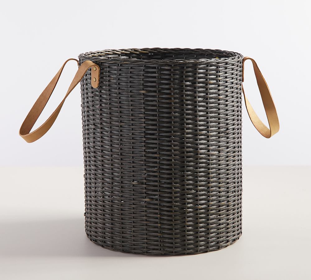 Austin Woven Tote Basket - Distressed Black