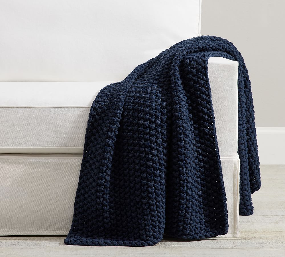 Pottern Barn Bayside Seed Stitch Throw Blanket