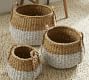 Lisbon Seagrass Woven Handled Baskets, Set of 3