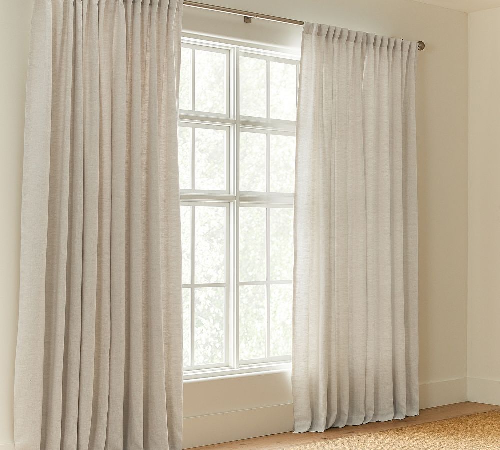 Open Box: Custom Belgian Flax Linen Blackout Curtain - Flax