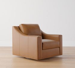 York Slope Arm Leather Swivel Chair