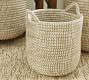 Dahlia White Rivergrass Handled Baskets, Set of 3