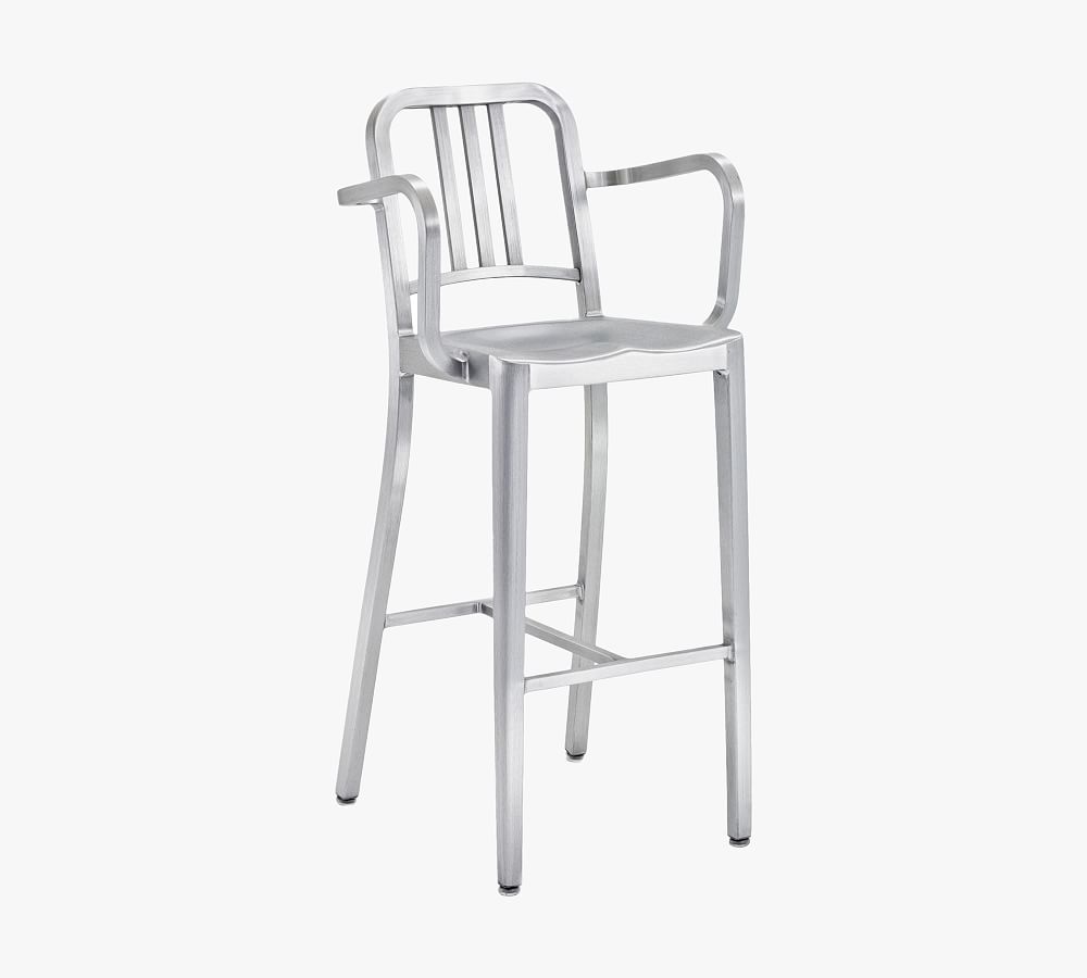 Emeco Navy&#174; Recycled Metal Stool with Arms