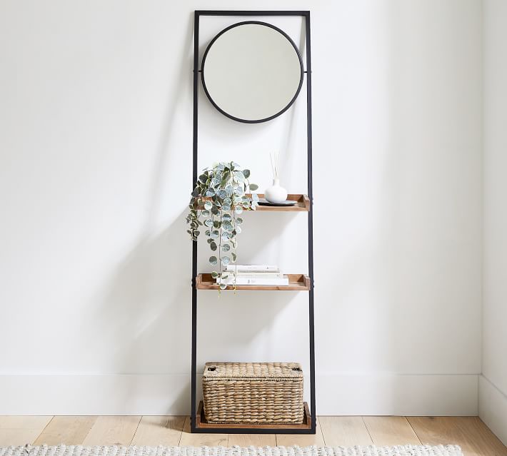 Trenton Ladder Shelf with Mirror Pottery Barn