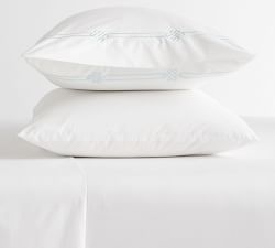 Emilia Embroidered Organic Percale Pillowcases - Set of 2