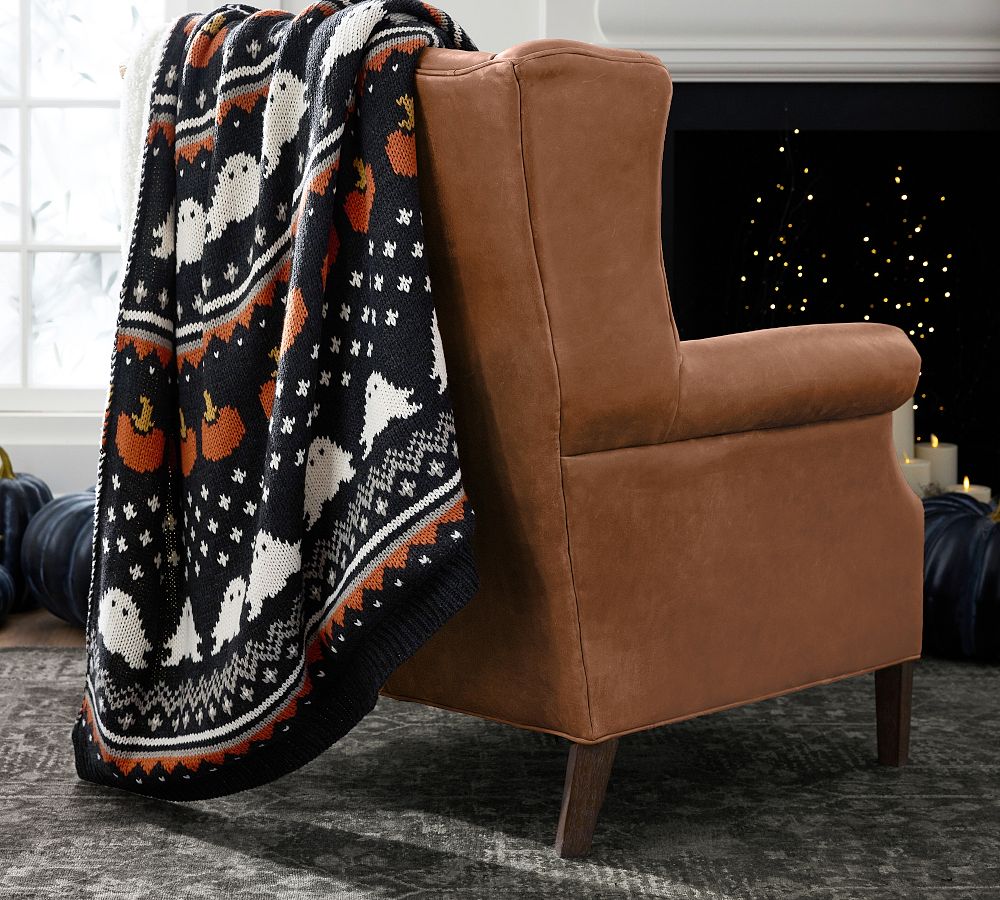 Gus the Ghost Fair Isle Knit Jacquard Throw | Pottery Barn