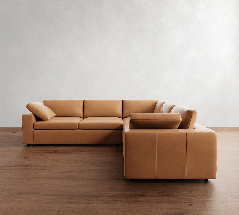 Dream Wide Arm Leather 3-Piece L-Shaped Sectional (120&quot;)