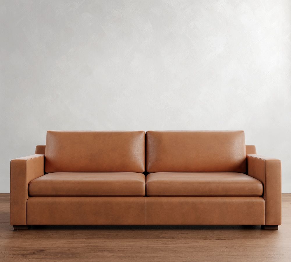 Shasta Square Arm Leather Sofa (68&quot;&ndash;95&quot;)