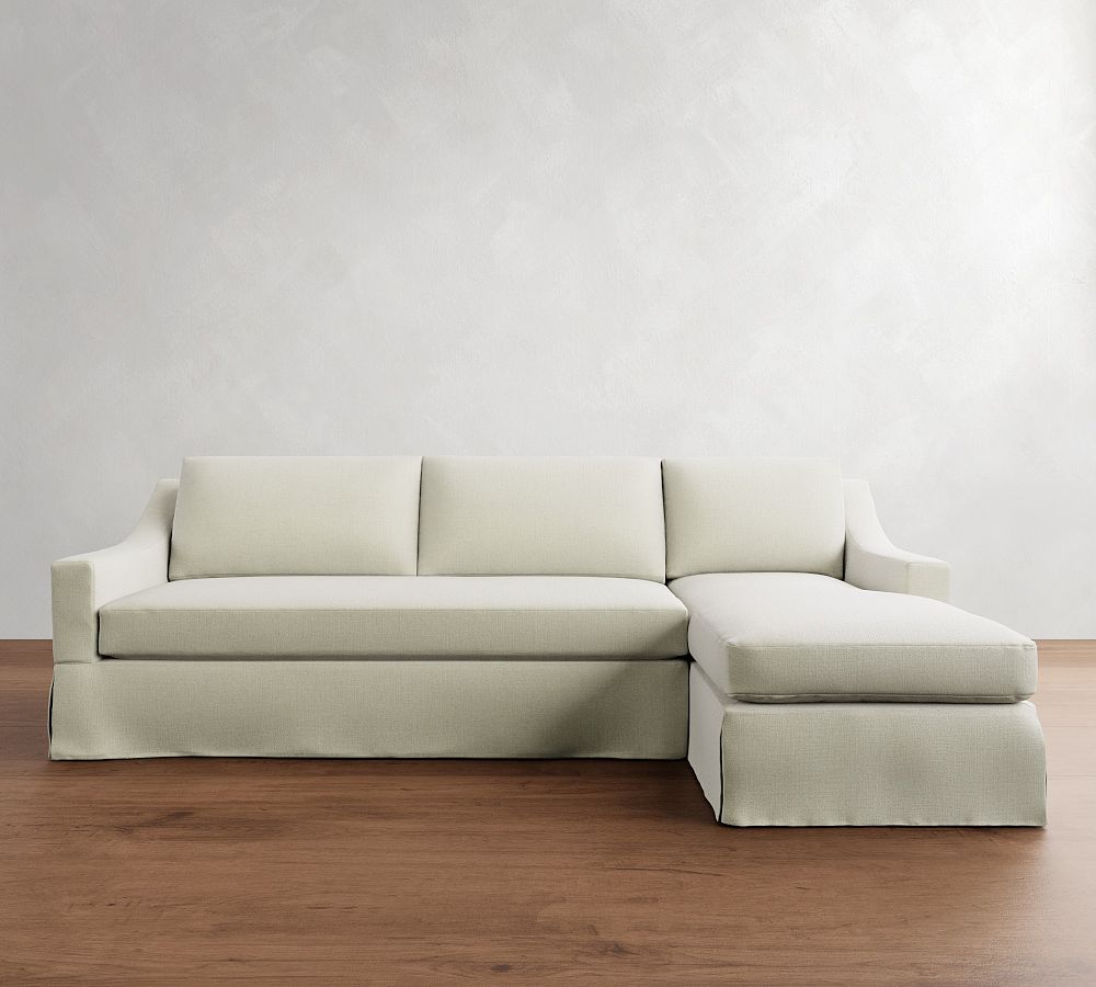 York Slope Arm Slipcovered Chaise Sectional (84&quot;&ndash;114&quot;)