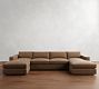 Carmel Wide Arm Leather Double Chaise Sectional (144&quot;&ndash;176&quot;)