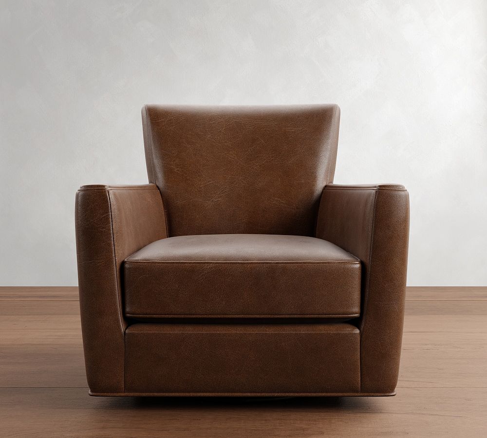 Irving Square Arm Leather Swivel Glider