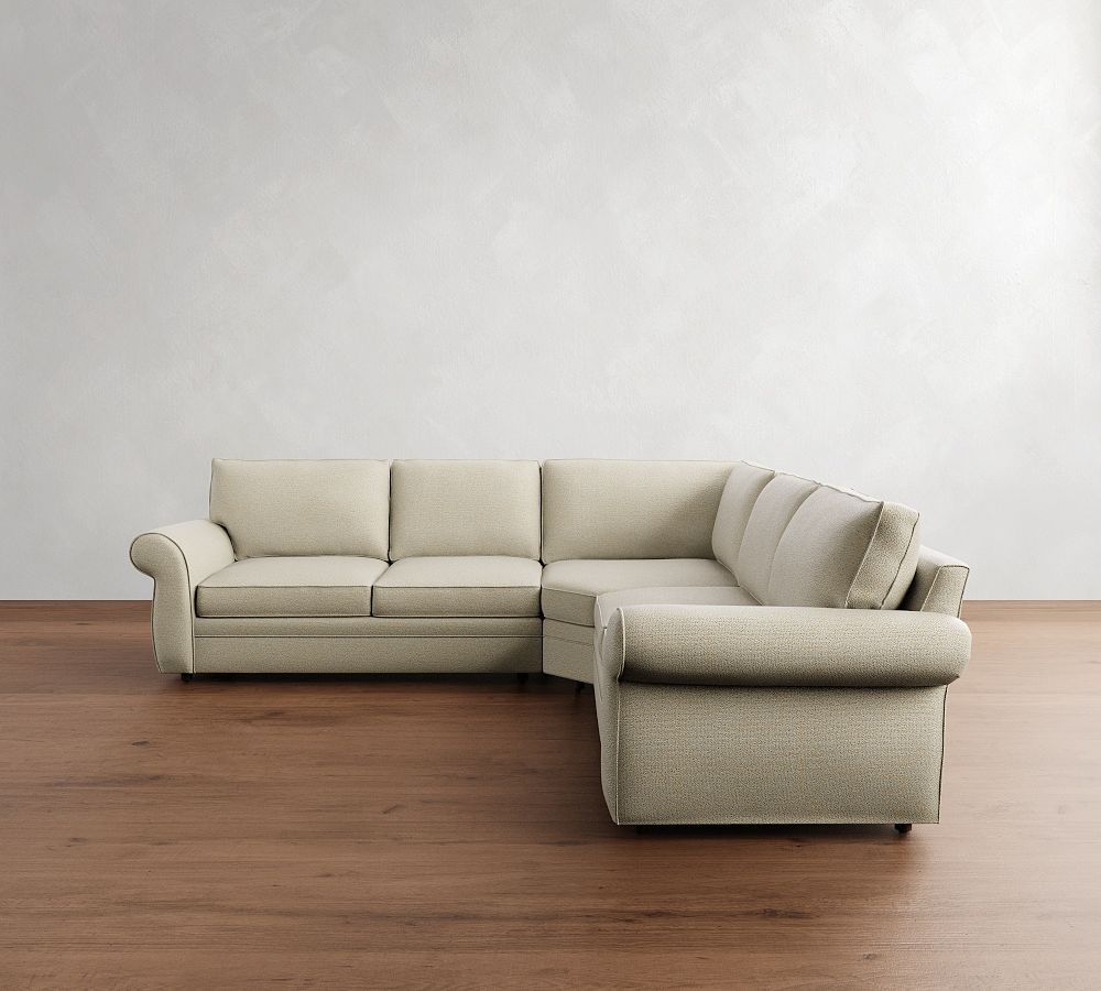 Pearce Roll Arm 3-Piece L-Shaped Wedge Sectional (122&quot;&ndash;130&quot;)