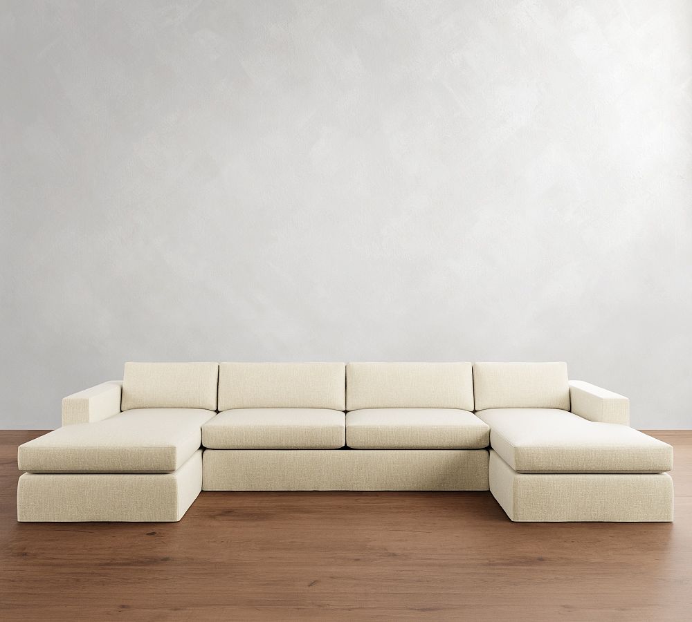Carmel Wide Arm Slipcovered Double Chaise Sectional (144&quot;&ndash;176&quot;)
