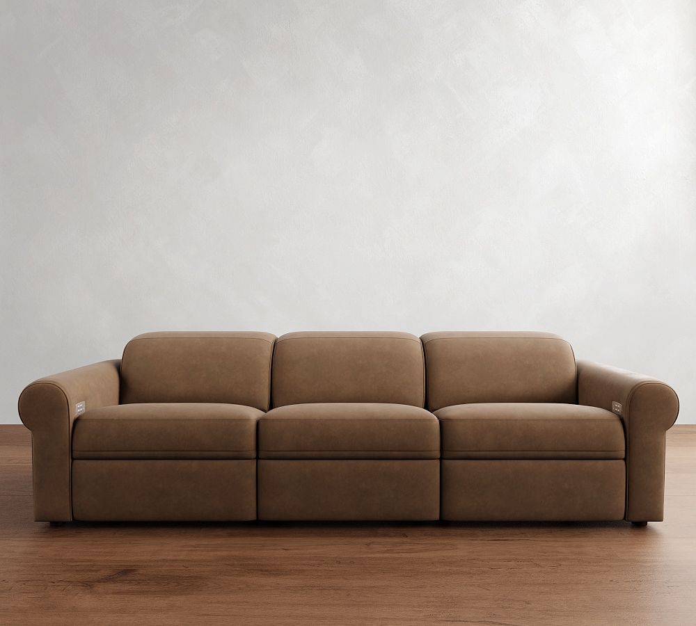 Ultra Lounge Roll Arm Leather Modular Sofa (110&quot;)