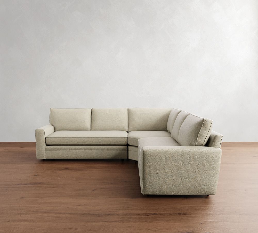 Pearce Square Arm 3-Piece L-Shaped Wedge Sectional (118&quot;&ndash;126.5&quot;)