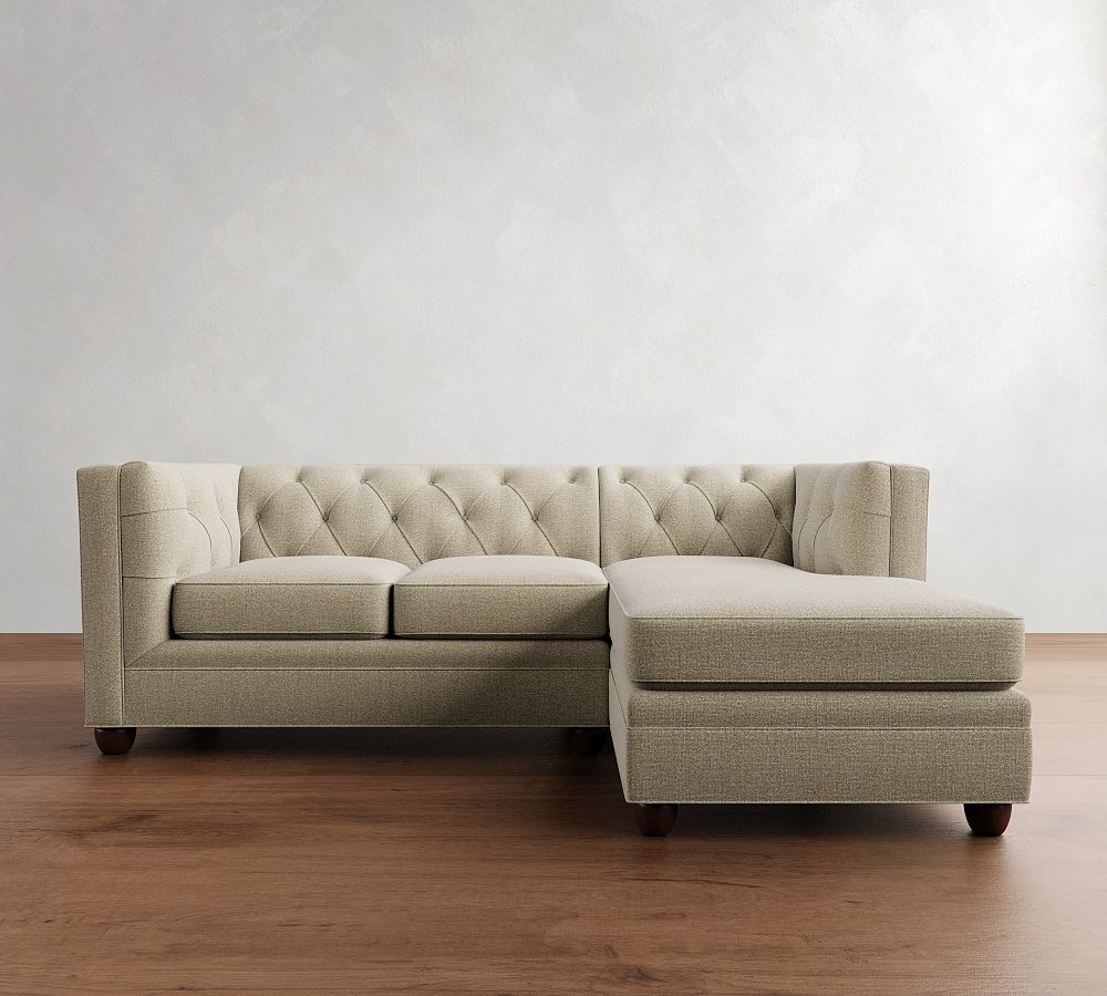 Chesterfield Square Arm 2-Piece Chaise Sectional (90&quot;)