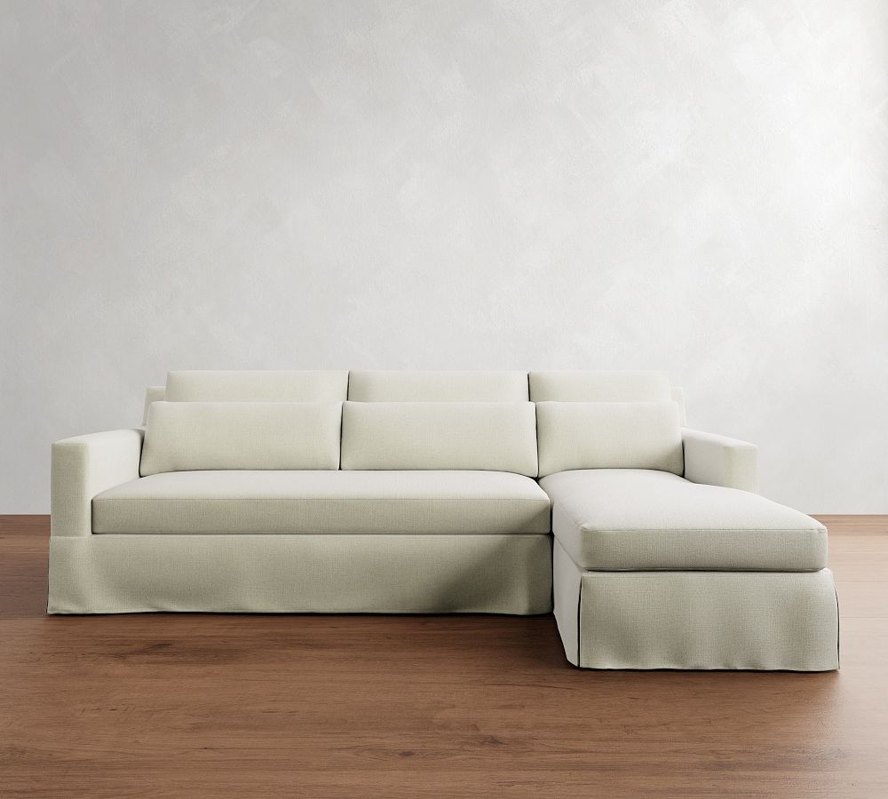 York Square Arm Deep Seat Slipcovered Chaise Sectional (84&quot;&ndash;115&quot;)