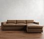 Carmel Wide Arm Leather Chaise Sectional (112&quot;&ndash;134&quot;)