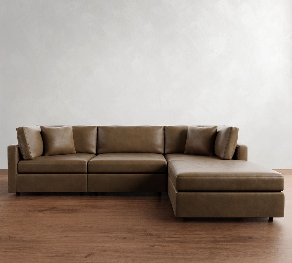 Modular Leather 4-Piece Chaise Sectional (111&quot;&ndash;120&quot;)