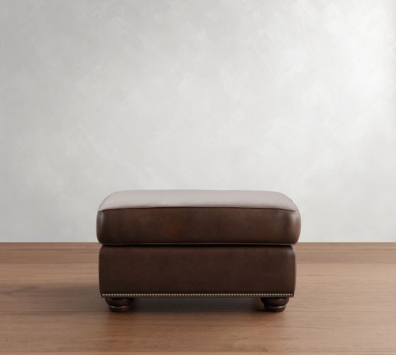 Webster Leather Ottoman | Pottery Barn