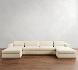 Carmel Recessed Arm Wood Base Double Chaise Sectional (141&quot;&ndash;174&quot;)