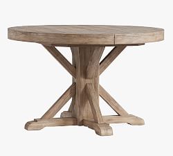 Benchwright Round Pedestal Extending Dining Table, Seadrift, 48" - 72" L