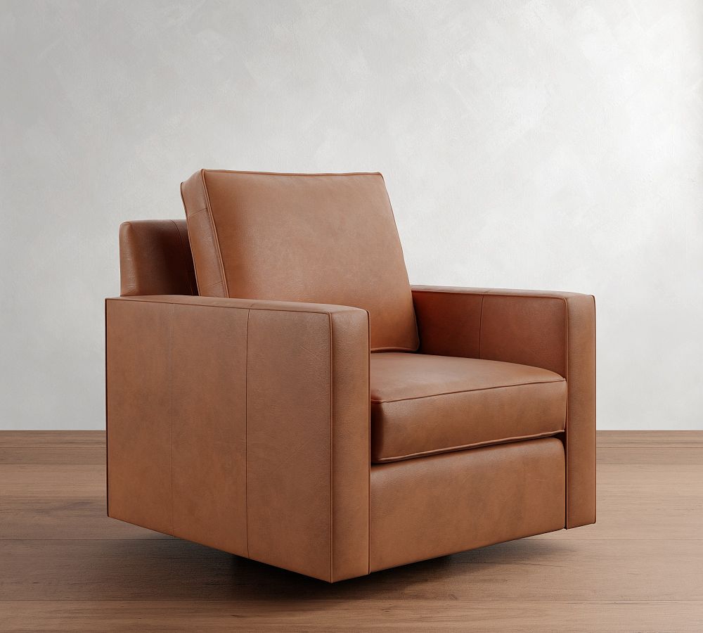 Cameron Square Arm Leather Swivel Chair