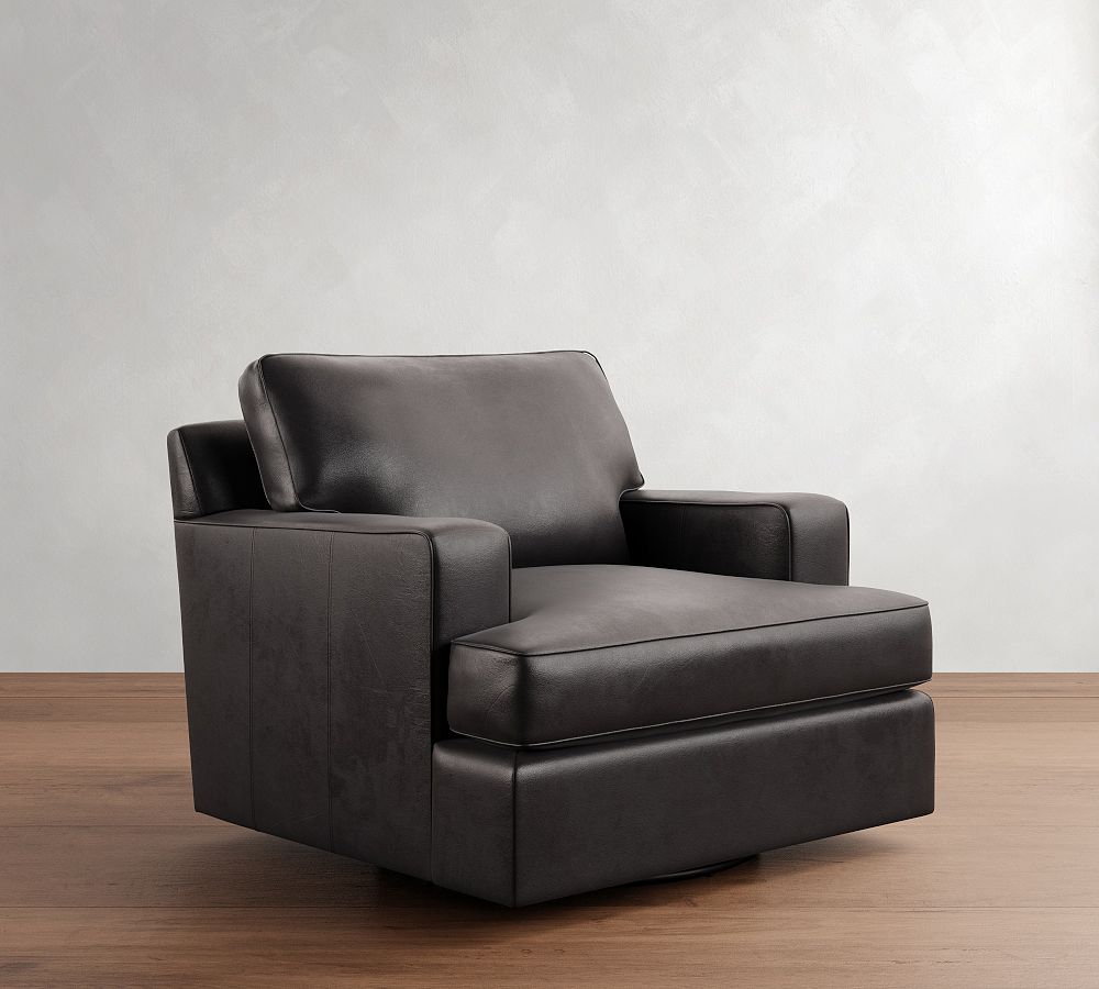 Townsend Square Arm Leather Swivel Chair