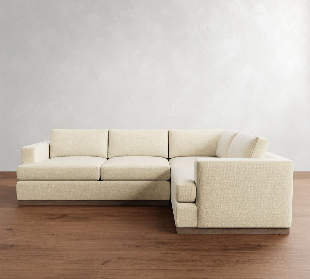 Carmel Recessed Arm Wood Base 3-Piece Sectional (111&quot;)