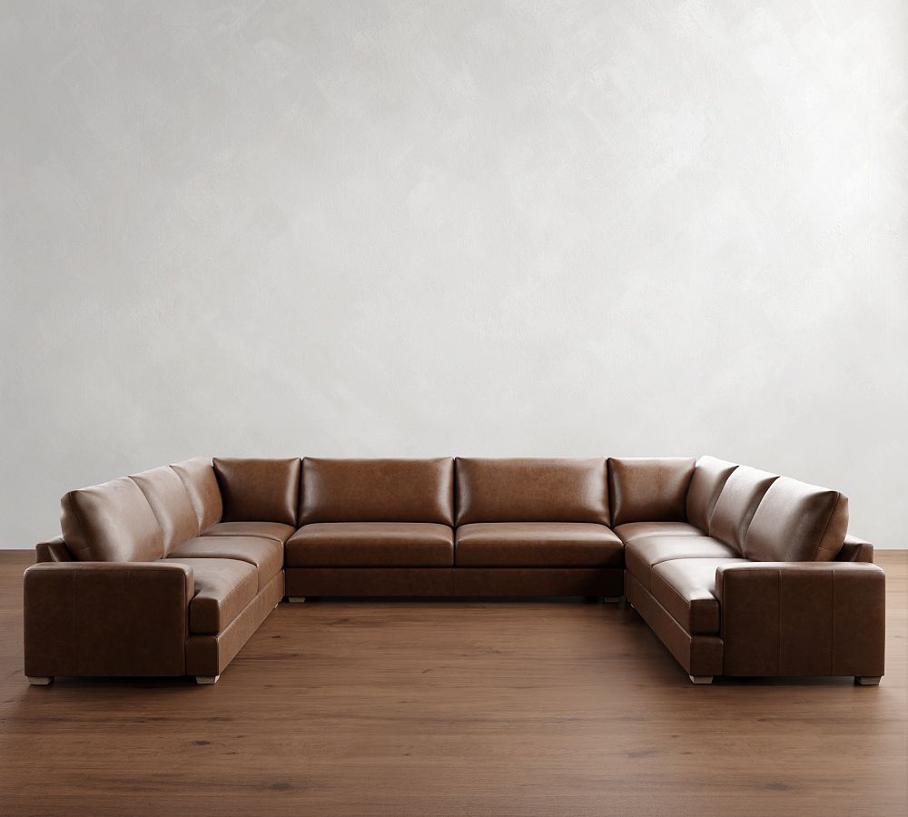 Canyon Square Arm Leather U-Shaped Sectional (153&quot;&ndash;189&quot;)