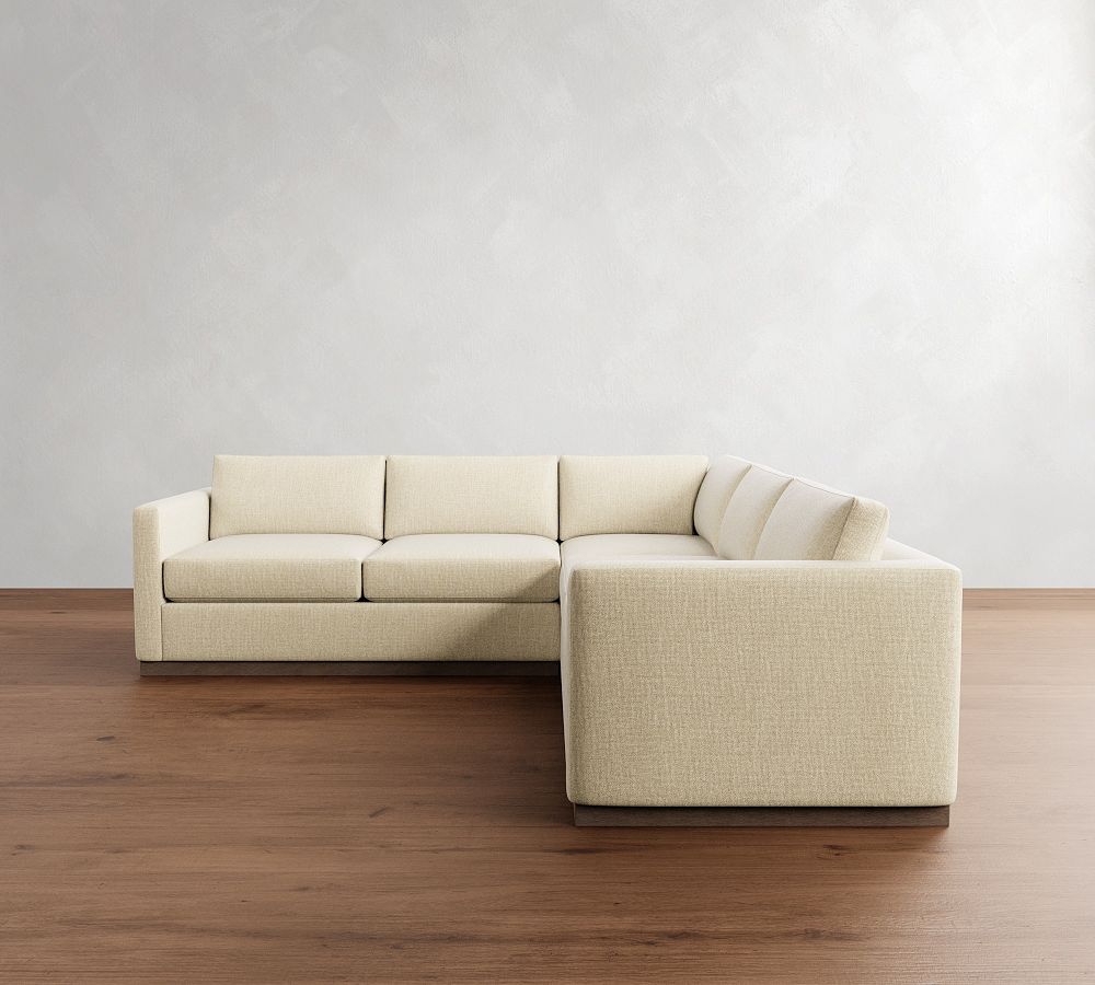 Carmel Slim Arm Wood Base 3-Piece L-Shaped Sectional (110&quot;)