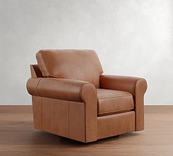 Buchanan Roll Arm Leather Swivel Chair