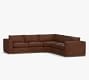Carmel Wide Arm Leather Wood Base 3-Piece L-Shaped Wedge Sectional (120&quot;)