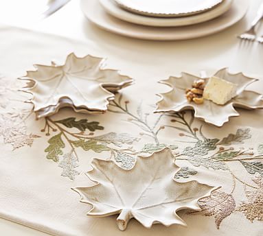 Ridge Maple Leaf Stoneware Appetizer Plates Set of 4 Pottery Barn